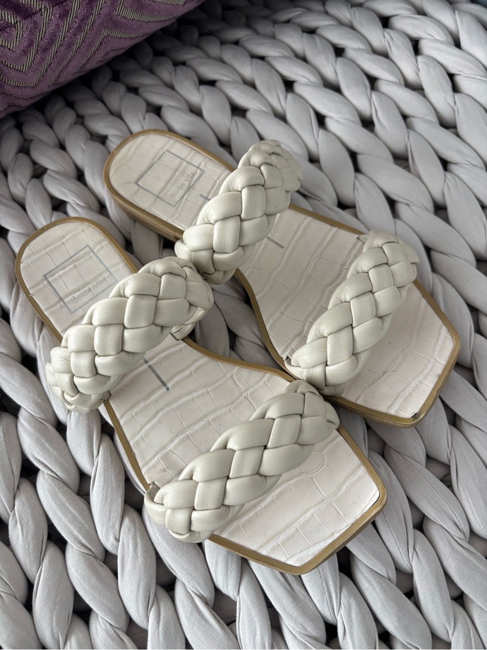 Dolce Vita Braided Double-Strap Slide Sandal - Cream